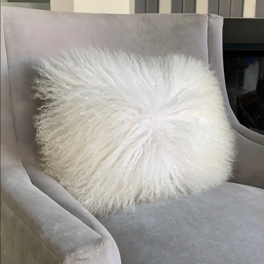 One PAIR of West Elm 12x16 Mongolian Lamb Pillows